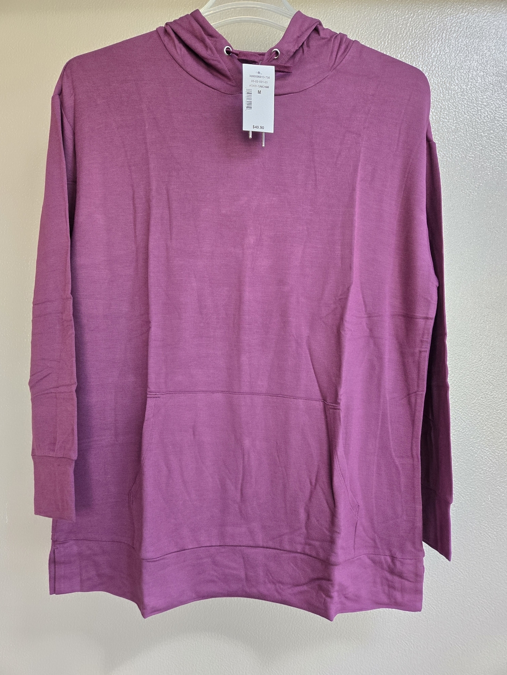 Womens Lightweight Hooded Tunic in Burgundy
